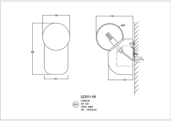 Настенное бра LEON Eve LE3011/1W