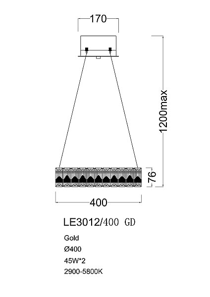 Подвесная люстра LEON Delaina LE3012/400 GD