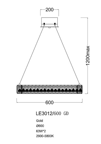 Подвесная люстра LEON Delaina LE3012/600 GD