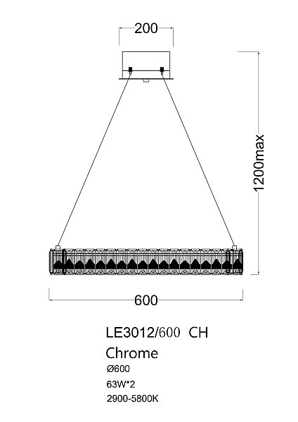 Подвесная люстра LEON Delaina LE3012/600 CH