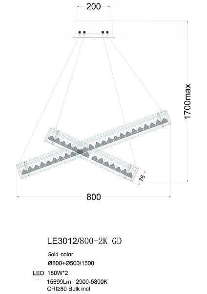 Подвесная люстра LEON Delaina LE3012/800-2K GD