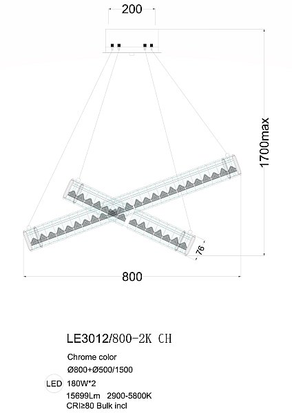 Подвесная люстра LEON Delaina LE3012/800-2K CH