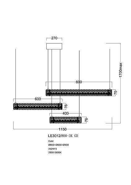 Подвесная люстра LEON Delaina LE3012/800-3F CH