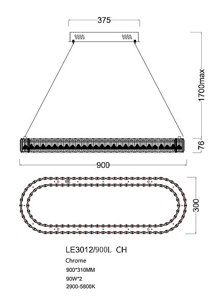 Подвесная люстра LEON Delaina LE3012/900L CH