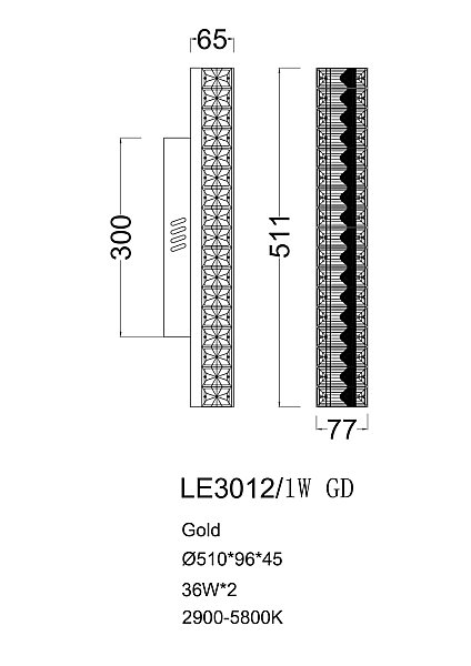 Настенный светильник LEON Delaina LE3012/1W GD