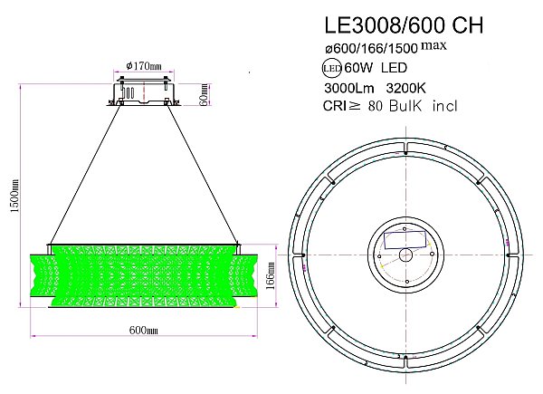 Подвесная люстра LEON Aurelie LE3008/600 CH