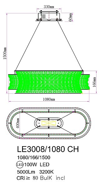Подвесная люстра LEON Aurelie LE3008/1080L CH