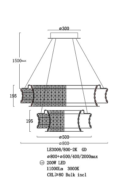 Подвесная люстра LEON Aurelie LE3008/800-2K GD