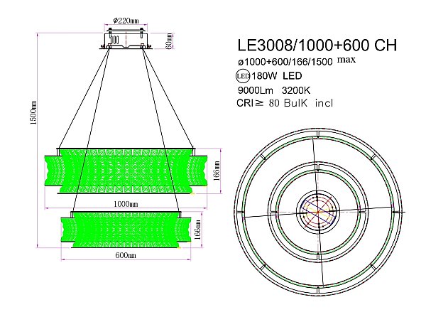 Подвесная люстра LEON Aurelie LE3008/1000-2K CH