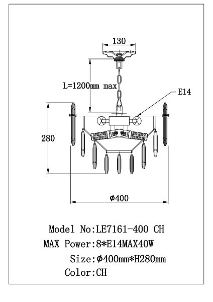 Подвесная люстра LEON Jacqueline LE7161/400 CH