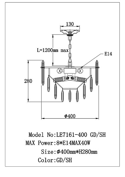 Подвесная люстра LEON Jacqueline LE7161/400 GD/SH