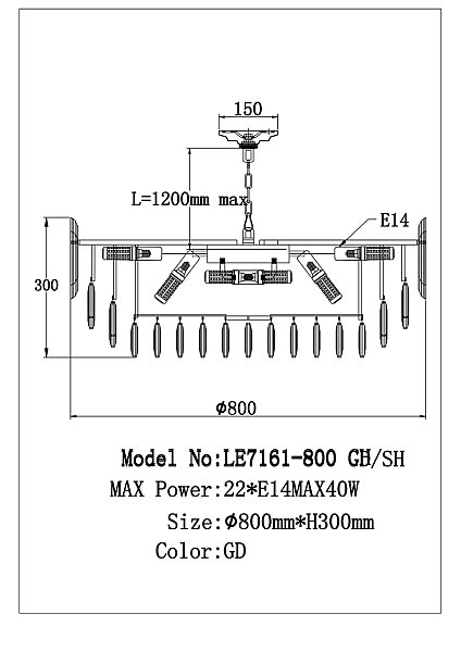 Подвесная люстра LEON Jacqueline LE7161/800 GD/SH