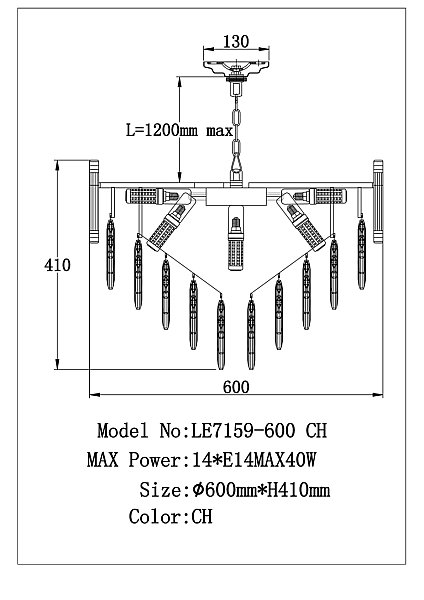 Подвесная люстра LEON Noemi LE7159/600 CH