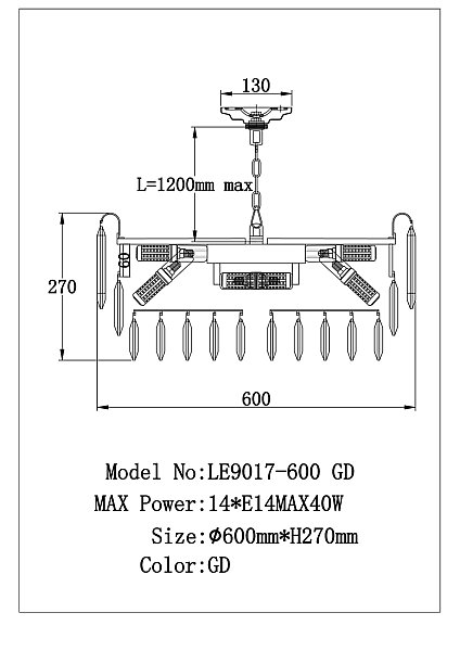 Подвесная люстра LEON Catherine LE9017/600 GD