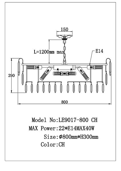 Подвесная люстра LEON Catherine LE9017/800 CH