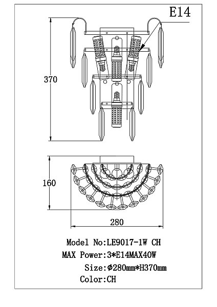 Настенное бра LEON Catherine LE9017/1W CH