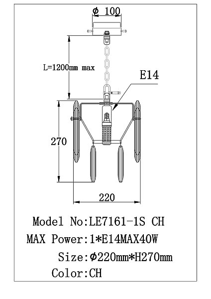 Светильник подвесной LEON Catherine LE9017/1S CH