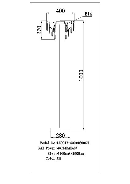 Торшер LEON Catherine LE9017/1F CH