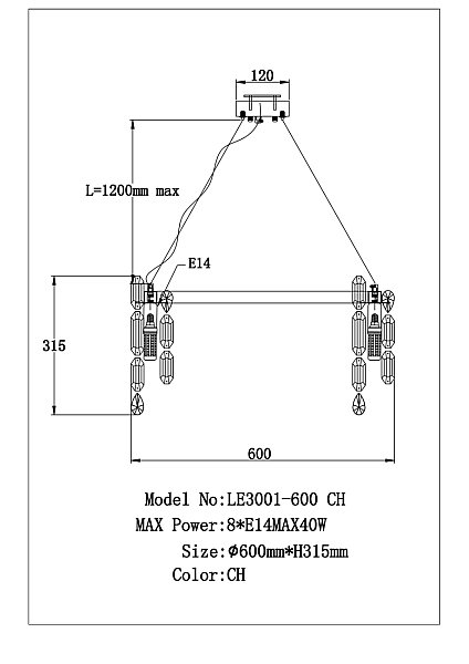 Подвесная люстра LEON Elien LE3001/600 CH