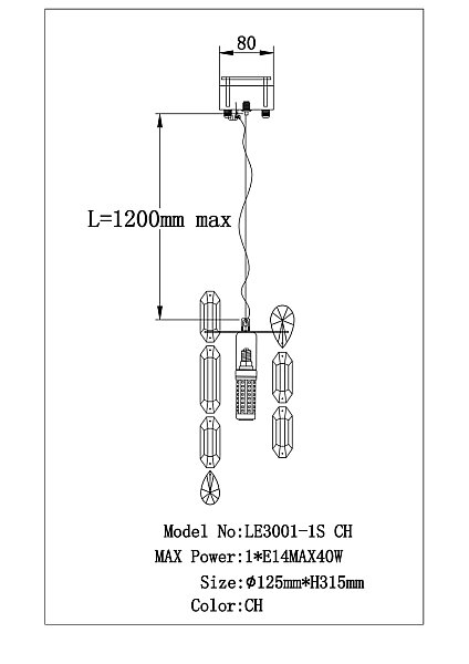 Светильник подвесной LEON Elien LE3001/1S CH