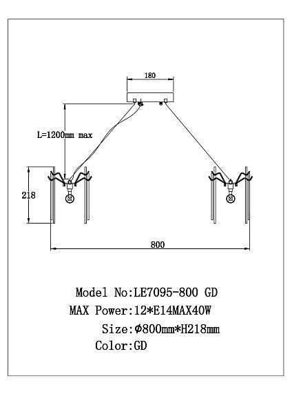 Подвесная люстра LEON Infini LE7095/800 GD