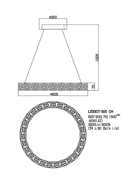 Подвесная люстра LEON Lucie LE3007/600 CH