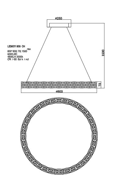 Подвесная люстра LEON Lucie LE3007/800 CH