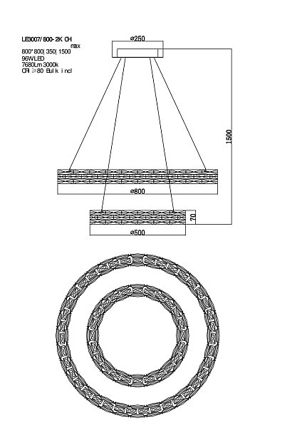 Подвесная люстра LEON Lucie LE3007/800-2K CH