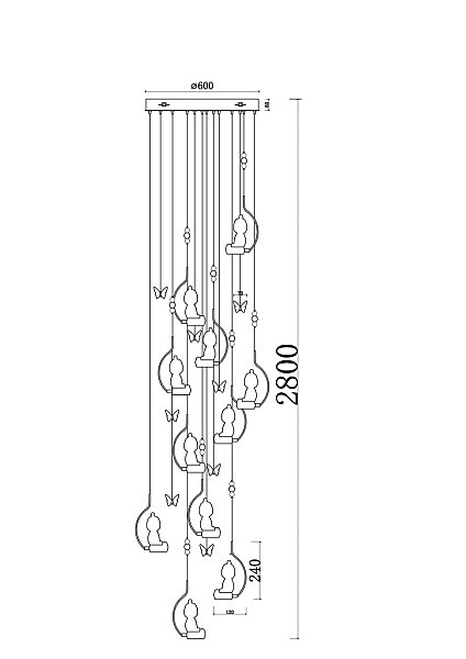 Люстра каскадная LEON Sophie LE1077/2800 GD