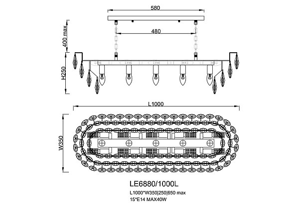 Подвесная люстра LEON Melanie LE6880/1000L GD