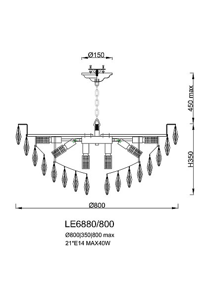Подвесная люстра LEON Melanie LE6880/800 CH