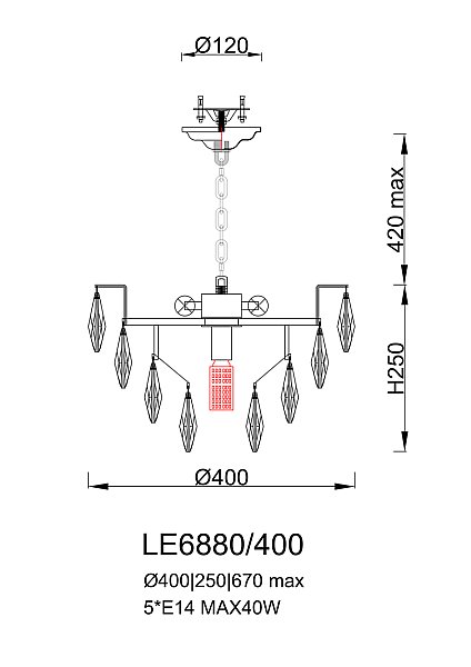 Подвесная люстра LEON Melanie LE6880/400 CH