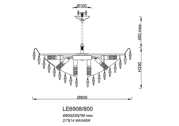 Подвесная люстра LEON Florence LE6908/800 CH