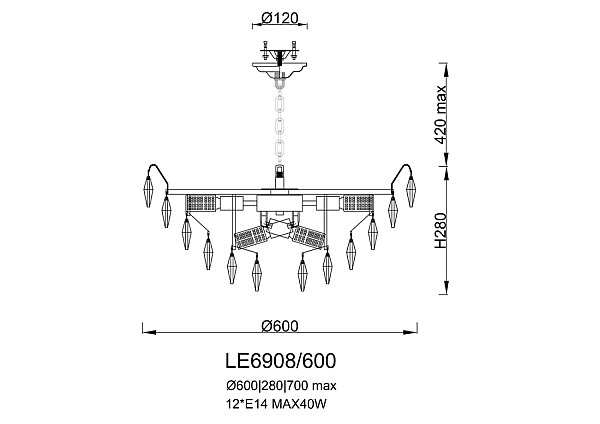 Подвесная люстра LEON Florence LE6908/600 CH