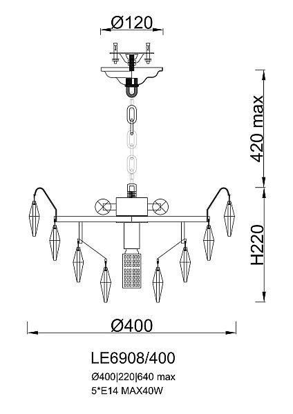Подвесная люстра LEON Florence LE6908/400 CH