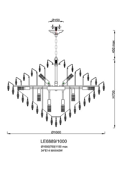Подвесная люстра LEON Adriana LE6889/1000 GD