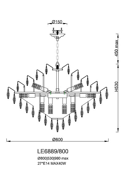 Подвесная люстра LEON Adriana LE6889/800 CH