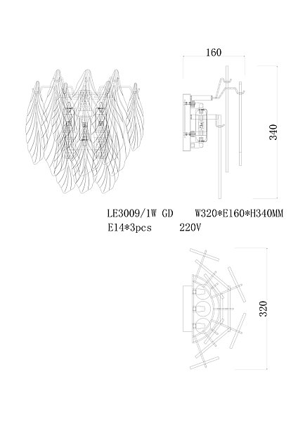 Настенное бра LEON Adele LE3009/1W GD