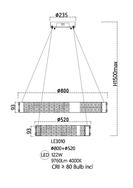 Подвесная люстра LEON Celine LE3010/800-2K GD