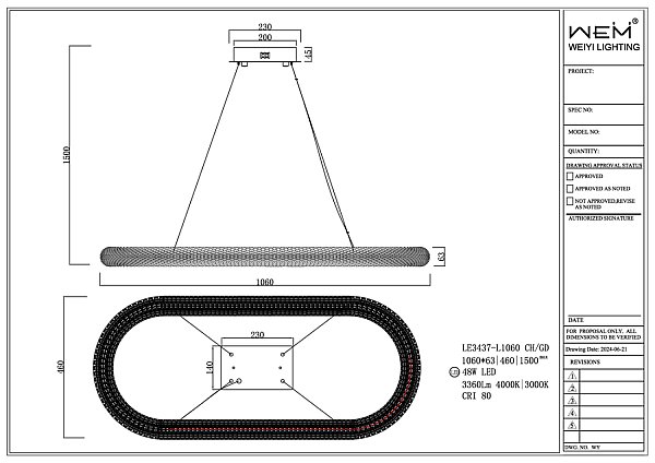 Подвесная люстра LEON Juliana LE3437-L1060 CH