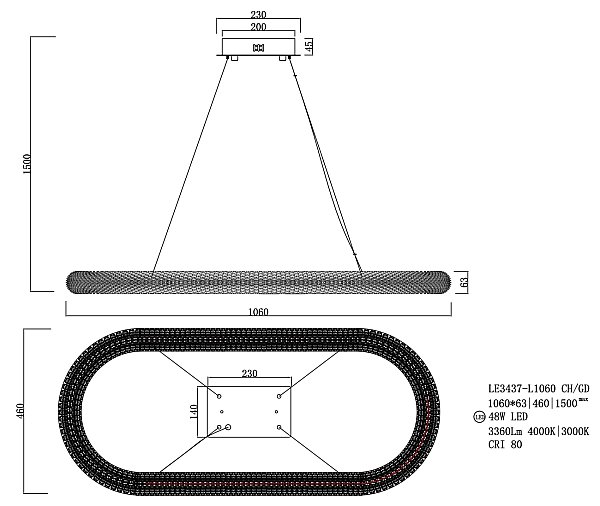 Подвесная люстра LEON Juliana LE3437-L1060 GD