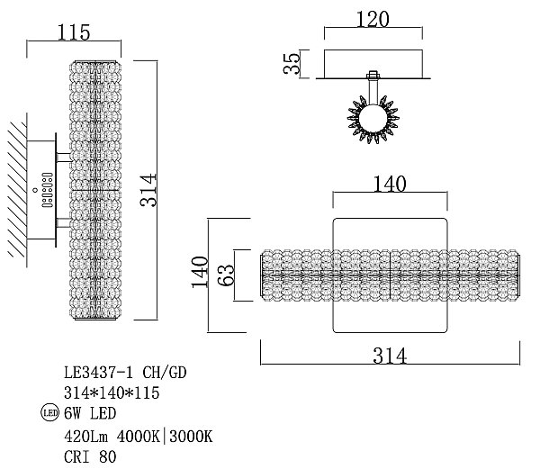 Настенный светильник LEON Juliana LE3437-1 GD