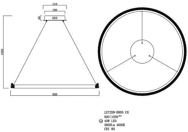 Подвесная люстра LEON Yvet LE7299-D800 CH