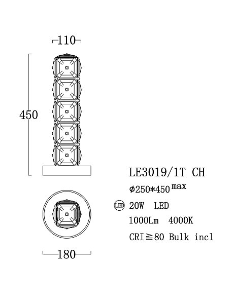 Настольная лампа LEON MontBlanc LE3019/1T CH