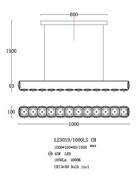 Подвесная люстра LEON MontBlanc LE3019/1000LS CH