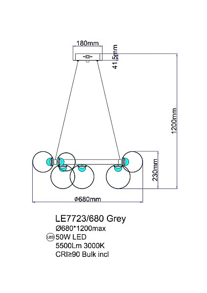 Подвесная люстра LEON Molecule LE7723/680 Chrome