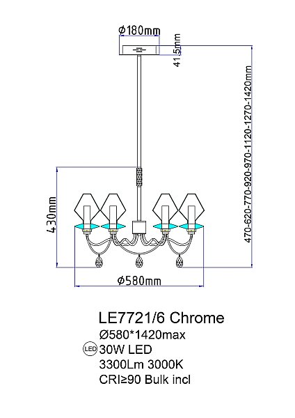 Люстра на штанге LEON Therese LE7721/6 Chrome