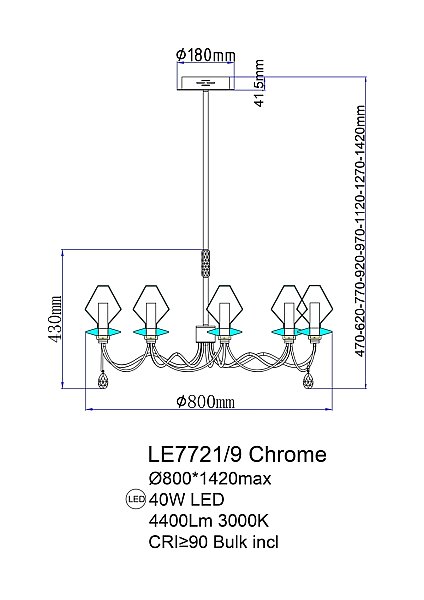 Потолочная люстра LEON Therese LE7721/9 Chrome