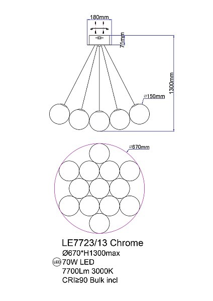 Подвесная люстра LEON Molecule LE7723/13 Chrome