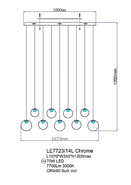 Светильник подвесной LEON Molecule LE7723/14L Chrome